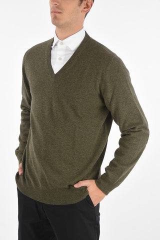 Cashmere V Neck Sweater with Patches