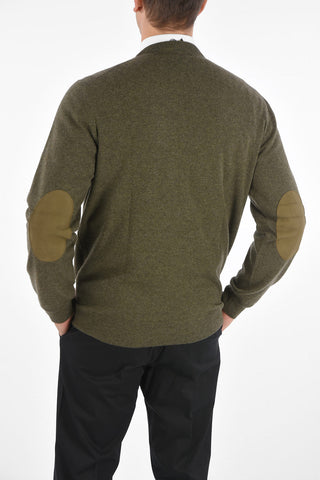 Cashmere V Neck Sweater with Patches