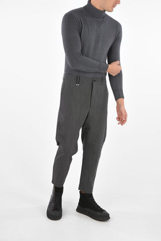 Virgin Wool Ankle Zipped Cropped Pants