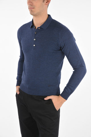 Extrafine Virgin Wool Sweater with Polo Neck