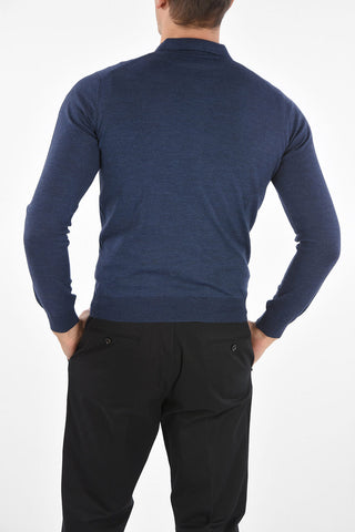 Extrafine Virgin Wool Sweater with Polo Neck