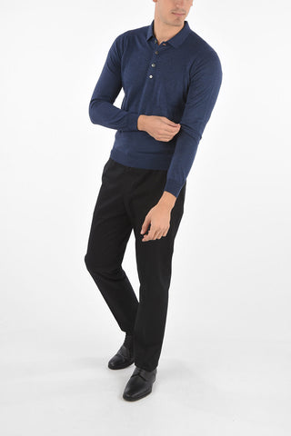 Extrafine Virgin Wool Sweater with Polo Neck