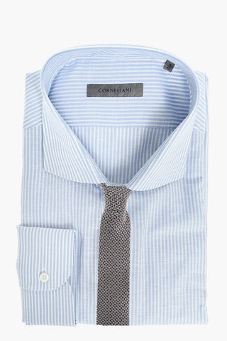 Camcia in Cotone e Lino a Righe Pinstriped