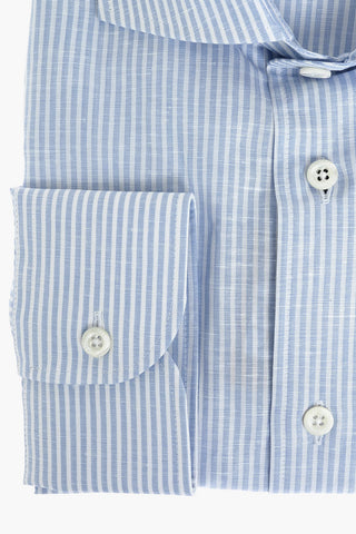 Camcia in Cotone e Lino a Righe Pinstriped