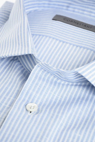 Camcia in Cotone e Lino a Righe Pinstriped