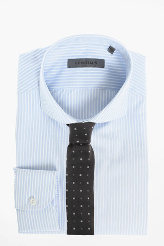 Pinstriped Spread Collar Shirt