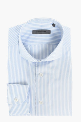 Pinstriped Spread Collar Shirt