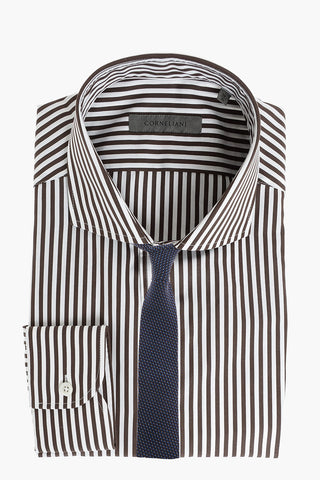 Pinstriped Spread Collar Shirt