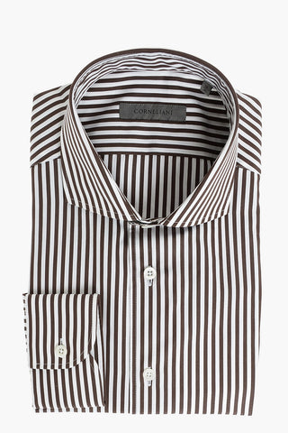 Pinstriped Spread Collar Shirt