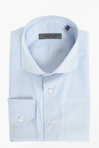 Pinstriped Spread Collar Shirt