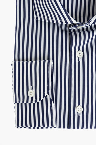 Camicia a Righe Pinstriped con Collo Francese