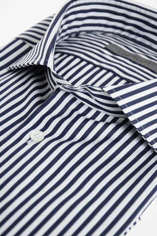 Pinstriped Spread Collar Shirt
