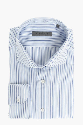 Pinstriped Spread Collar Shirt