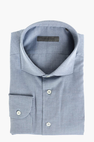 Camicia in Twill di Cotone con Collo Francese