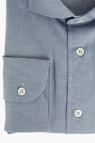 Camicia in Twill di Cotone con Collo Francese