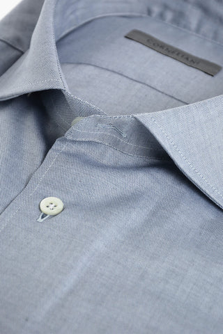 Camicia in Twill di Cotone con Collo Francese