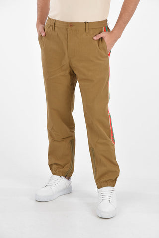 logoed side band pants with ankle zip