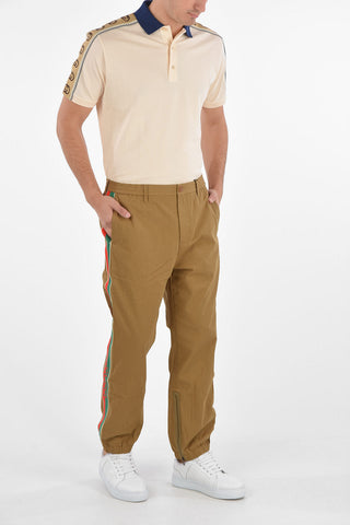 logoed side band pants with ankle zip