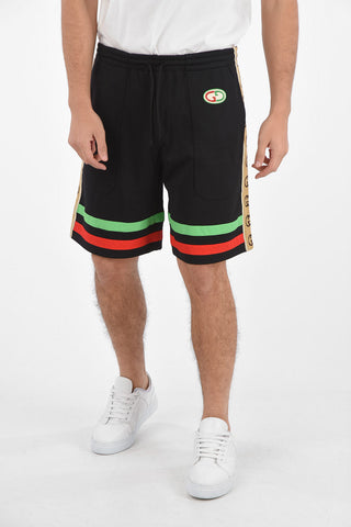 drawstring waist piping shorts