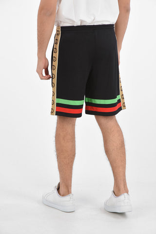 drawstring waist piping shorts