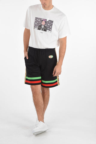 drawstring waist piping shorts