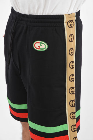 drawstring waist piping shorts