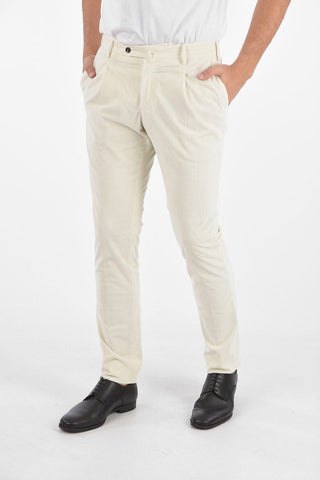 pantalone a una pince in velluto a coste