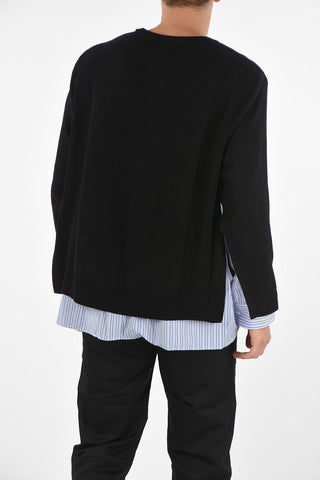 crew-neck sweater with shirt details