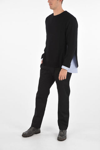 crew-neck sweater with shirt details