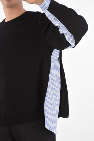 crew-neck sweater with shirt details