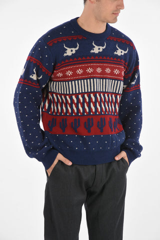 embroidered WEST XMASEVE FAIRISLE crew-neck sweater