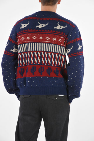 embroidered WEST XMASEVE FAIRISLE crew-neck sweater