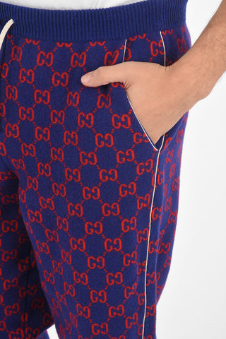 Knit embroidered jogger pants with drawstring waist
