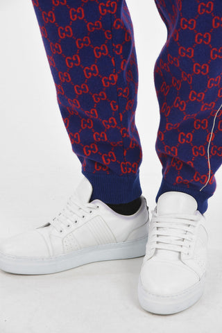 Knit embroidered jogger pants with drawstring waist