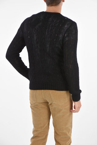 crew-neck cable knit sweater