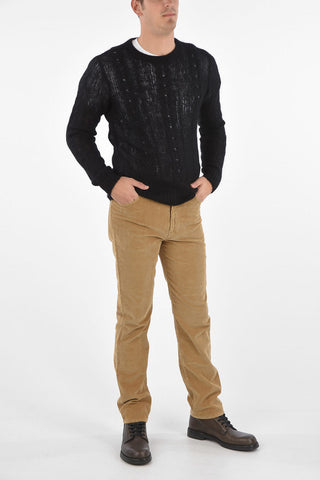 crew-neck cable knit sweater