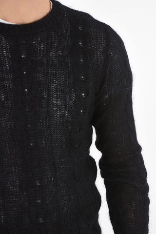 crew-neck cable knit sweater