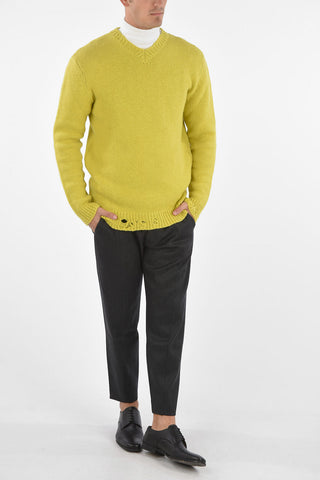 vintage effect v-neck sweater