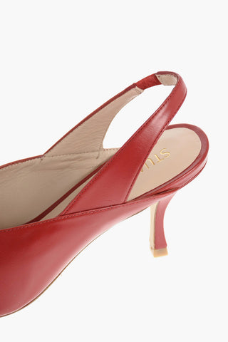 8cm Leather AVIANNA Slingback Mules