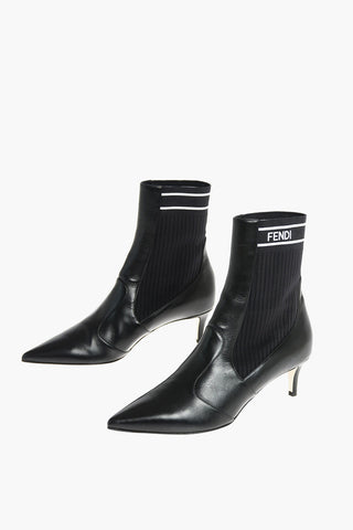 Stivaletti Socks in Pelle e Tessuto 6cm