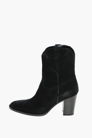 8cm Suede Leather Zipped WESTERN Booties