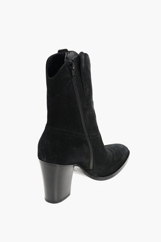8cm Suede Leather Zipped WESTERN Booties