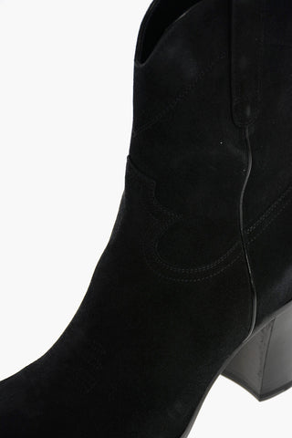 8cm Suede Leather Zipped WESTERN Booties