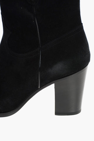 8cm Suede Leather Zipped WESTERN Booties