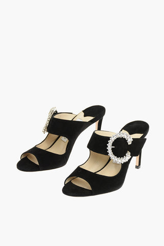 9cm Suede Leather SAF 85 Open Toe Mules