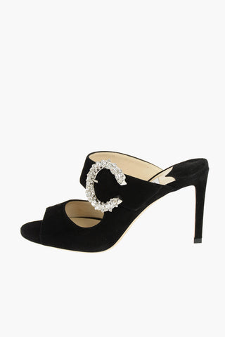 9cm Suede Leather SAF 85 Open Toe Mules