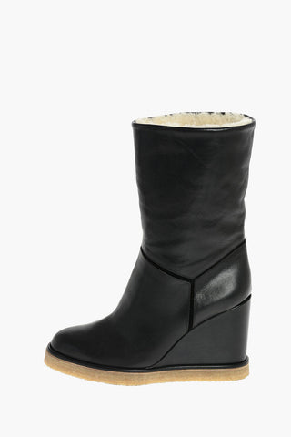 11cm Leather Boots with Wedge