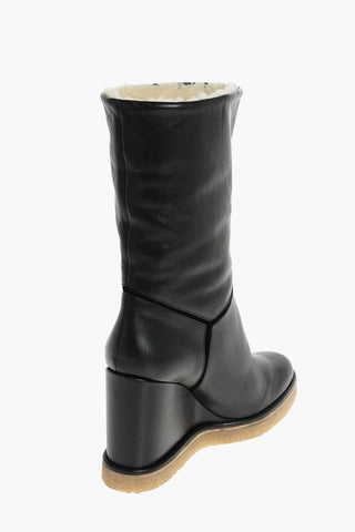 11cm Leather Boots with Wedge