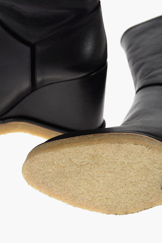 11cm Leather Boots with Wedge