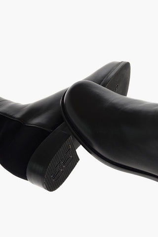 Leather Gabardine Boots